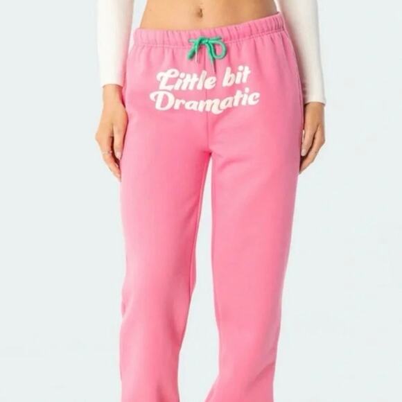 Edikted Dramatic Sweatpants Pink y2k trendy aesthetic pants sweats lounge wear - Picture 2 of 9